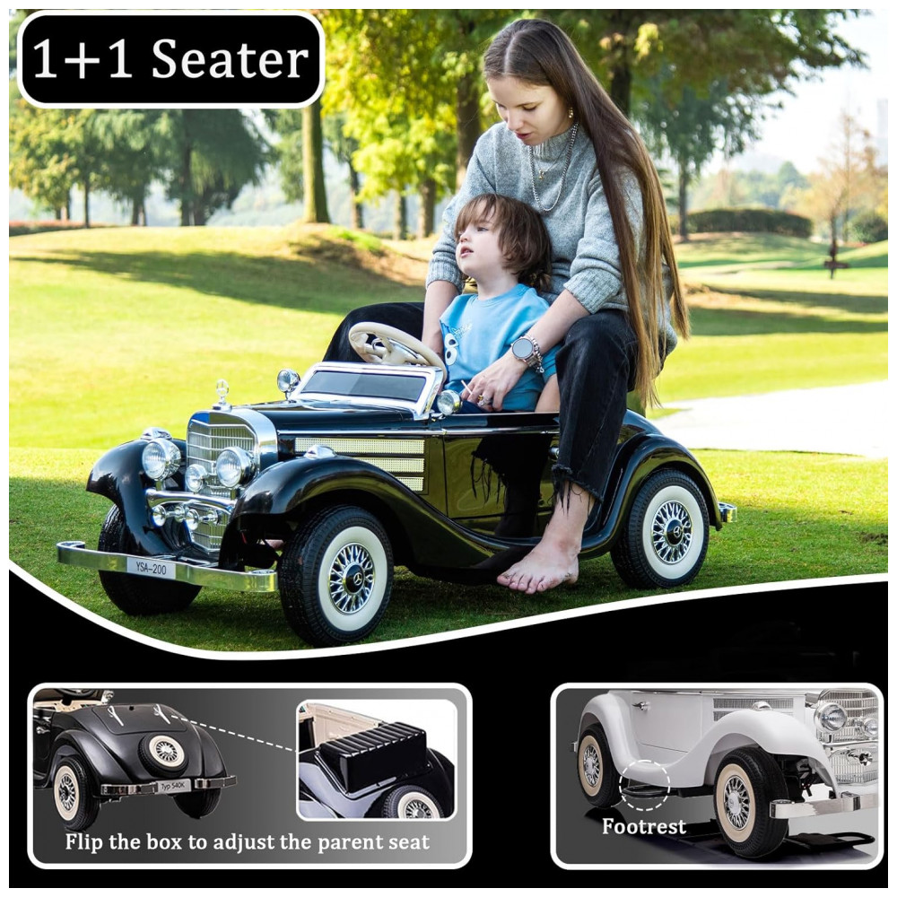 Carrinho Elétrico Infantil Mercedes Benz Licenciado 24V, 2 Lugares, 4WD, Controle Remoto, Modo Pai e Filho, Luzes LED, Bluetooth, Preto - Imagem 4