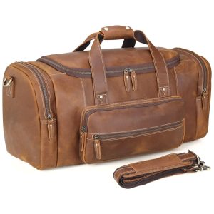 Polare Bolsa de Viagem Masculina Clássica de Couro Marrom