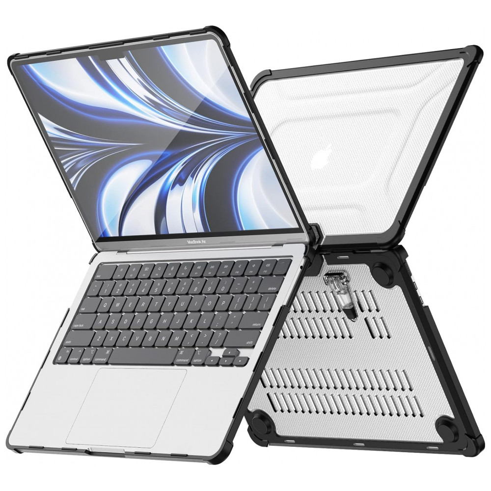 Capa Rígida Antichoque Preta XK para MacBook Air 15″ (2023–2025, Modelos A3241/A3114/A2941, M2/M3/M4) – MEEgoodo - Imagem 3