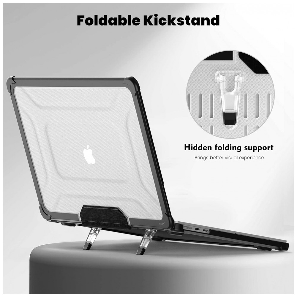 Capa Rígida Antichoque Preta XK para MacBook Air 15″ (2023–2025, Modelos A3241/A3114/A2941, M2/M3/M4) – MEEgoodo - Imagem 5