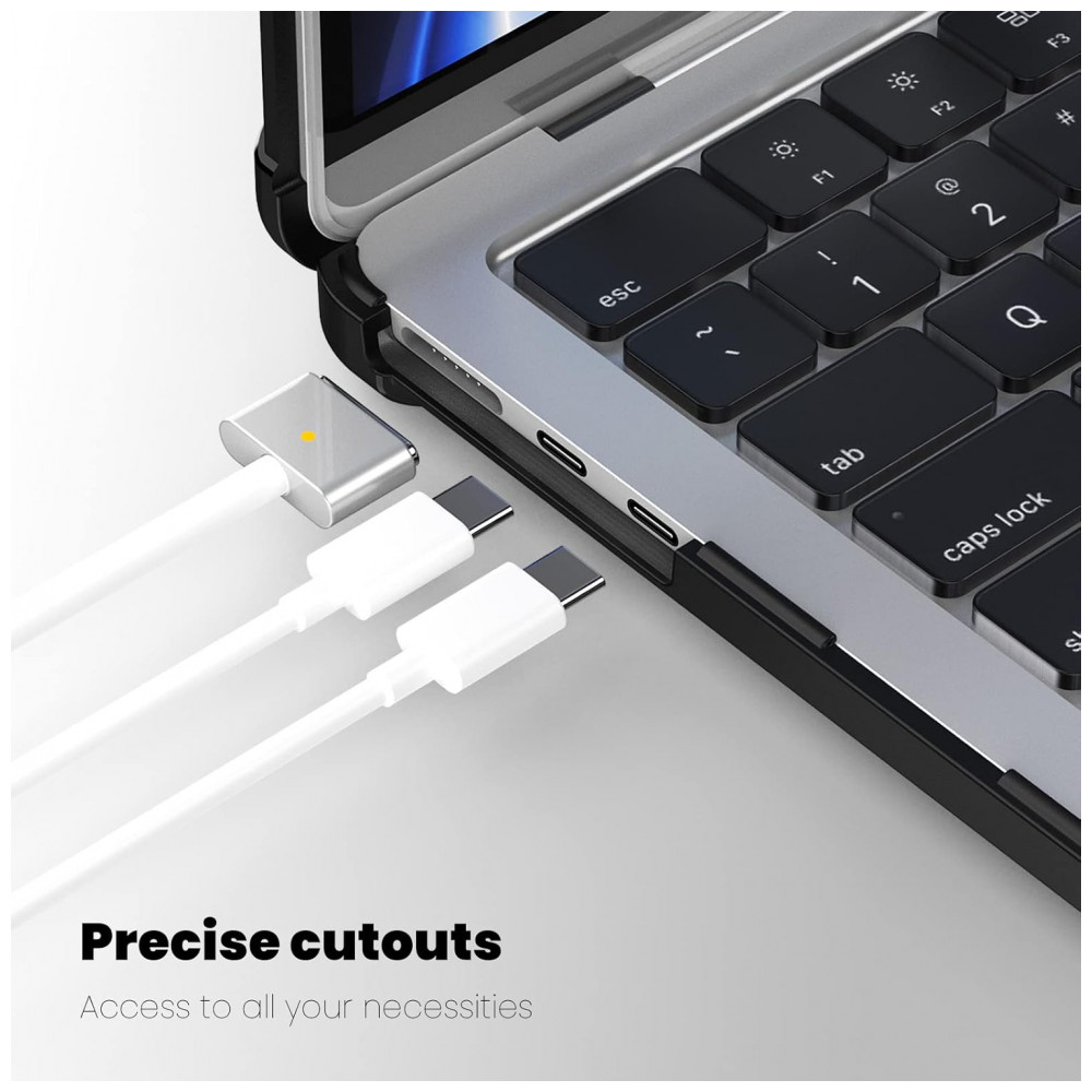 Capa Rígida Antichoque Preta XK para MacBook Air 15″ (2023–2025, Modelos A3241/A3114/A2941, M2/M3/M4) – MEEgoodo - Imagem 6