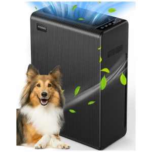 Purificador de Ar para Ambientes até 160m² com Filtro H13 HEPA Luz Noturna Silencioso e Temporizador 110V MOOKA FAMILY E-300L Preto