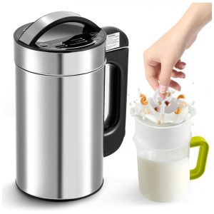 Máquina de Leite Vegetal 7 em 1 1L com Limpeza Automática e Livro de Receitas Moongiantgo Prata