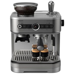 Máquina de Café com Moedor de 250g botão Americano e Bocal de Leite 110V PHILIPS Barista Brew PSA3218/01 Prata Metal