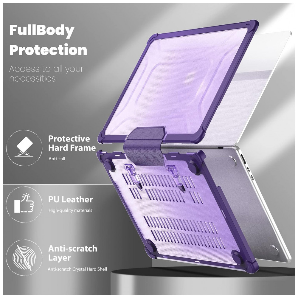 Capa Rígida Antichoque Roxa para MacBook Air 15″ (2023–2025, Modelos A3241/A3114/A2941, M2/M3/M4) – MEEgoodo - Imagem 4