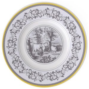 Prato para Aperitivo 15 cm Elegância e Praticidade em Sua Mesa com Formato Redondo e Material de Porcelana Premium Villeroy Boch Branco Cinza e Amarelo
