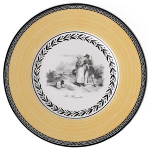 Prato para Aperitivo 15 cm Elegância e Praticidade em Sua Mesa com Formato Redondo e Material de Porcelana Premium Villeroy Boch Branco Cinza e Amarelo