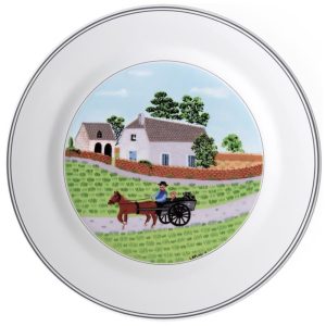 Prato de Jantar para Todas as Ocasiões com Tema Indo para o Mercado Formato Redondo e Material de Porcelana Premium Villeroy Boch Branco Colorido