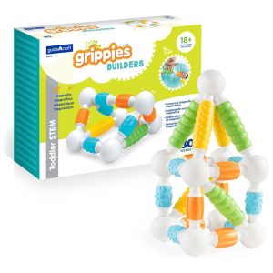 Conjunto de blocos magnéticos macios Guidecraft Grippies Builders com 30 peças para exploração sensorial e atividades STEM na primeira infância