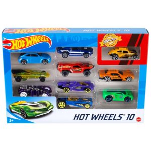Conjunto de 10 Carros e Caminhões Hot Wheels Escala 1:64 Veículos Detalhados com Cores Variadas