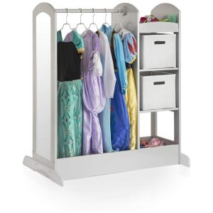 Centro de Fantasia e Armazenamento Guidecraft Cinza com Espelho e Prateleiras G98406