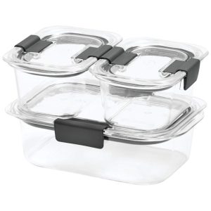 Potes Herméticos para Alimentos Retangular 300 800 mL 3 Unidades RUBBERMAID 2025903 Cinza escuro