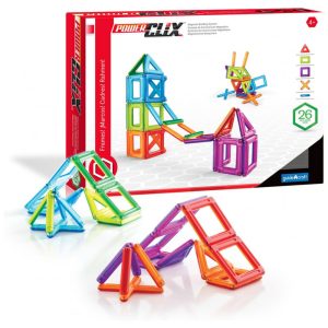 Blocos magnéticos PowerClix Frames Guidecraft com 26 peças coloridas para construção 3D e atividades STEM