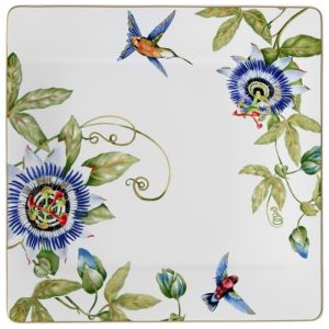 Prato Buffet de Alta Qualidade com Design Inspirado na Amazônia Formato Quadrado e Material Porcelana de Osso Premium Villeroy Boch Branco Verde e Azul