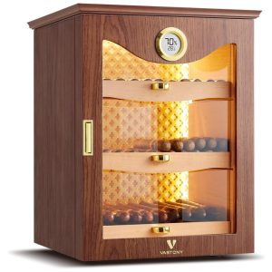 Umidor de Charutos com LED Cedro Peruano Higrômetro de Precisão Presente Elegante para Amantes de CharutosVastony.