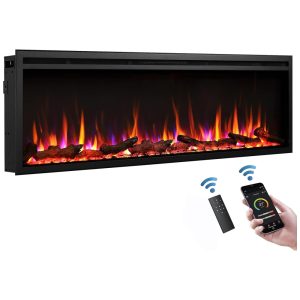 Lareira Elétrica de Embutir 81 A x 152 L com Controle Remoto 110V LegendFlame Preta