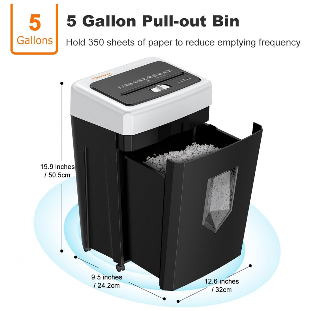 Triturador de Papel Bonsaii 15 Folhas para Escritório, 40 Minutos de Uso Contínuo, Alta Segurança P4, Capacidade de 18,9 litros - Imagem 6