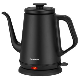 Chaleira Elétrica DmofwHi Gooseneck 10L 1000W em Aço Inox 304 Desligamento Automático Preto Fosco