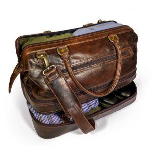 Bolsa de Viagem Masculina Clássica de Couro GENT SUPPLY CO. Marrom
