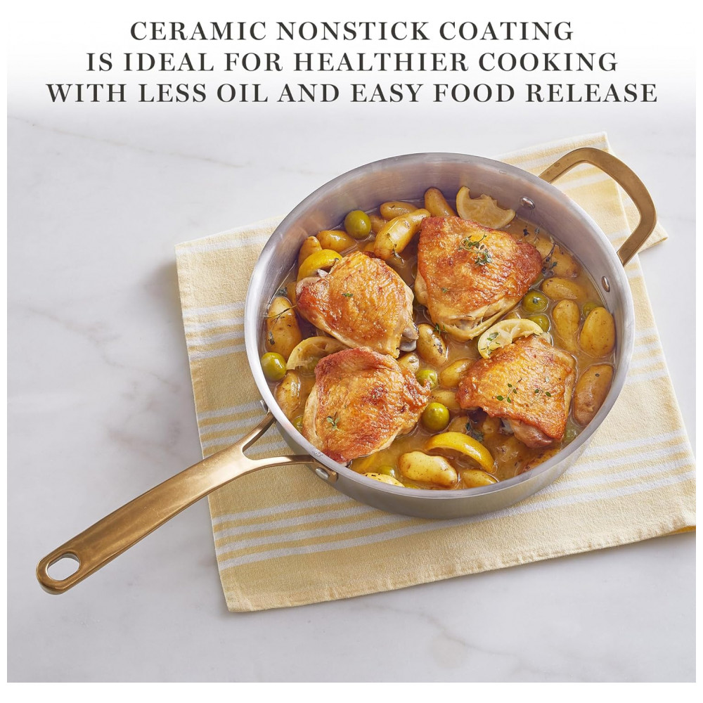 Conjunto de Panelas e Frigideiras Antiaderentes em Aço Inoxidável 12 Peças MARTHA STEWART Prata - Imagem 4