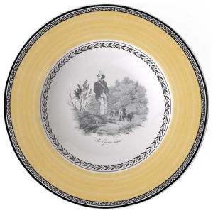 Prato para Sopa de 24 cm Elegância e Praticidade em Sua Mesa com Formato Redondo e Material de Porcelana Premium Villeroy Boch Branco Cinza e Amarelo