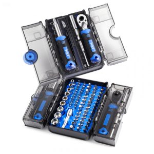 Kit de Chaves de Fenda Ratchet XOOL 78 Peças Azul CR-V 41 Bits Precisão + 20 Precisão + 9 Soquetes