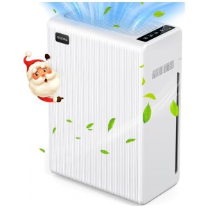 Purificador de Ar para Espaços até 160m2 com Filtro H13 HEPA para Animais de Estimação Fumaça Poeira de Pólen e Livre de Ozônio MOOKA FAMILY E300L Branco