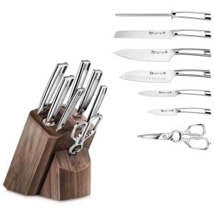 N1 Conjunto de Facas em Aço Inoxidável com Bloco de Bancada 8 Peças CANGSHAN 1022612 Prateado