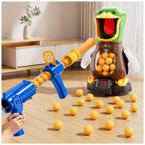 NIPLOOOW Jogo de Tiro ao Pato com Alvo Móvel Pistola com Bomba de Ar e 24 Bolinhas de Espuma - Presente Perfeito para Crianças