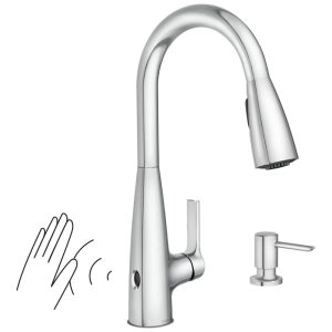 Torneira Cozinha com Dispensador de Sabão e Sensor de Movimento Moen Haelyn 87627EWC Cromada