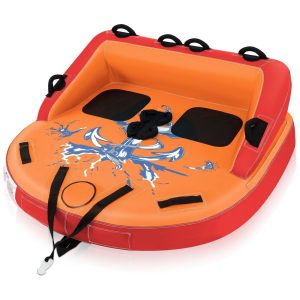 Boia Rebocável para 3 Pessoas Carga Máx 155 kg com Drenagem Pontos de Reboque Duplos Dianteiros e Traseiros Goplus Laranja