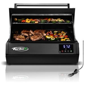 Churrasqueira Elétrica Turbo Outdoor PLUGNGRILL 1700W - Grill Infravermelho 61cm - Smart BBQ com Display de Sonda