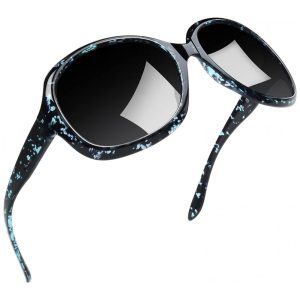 Óculos de Sol Feminino com Proteção UV Joopin B19 Azul Leopardo e Preto