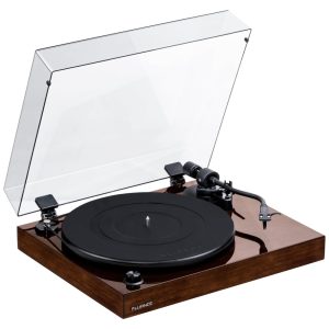 Toca Discos Retro com Cartucho Ortofon OM10 e Controle de Velocidade Fluance RT82 Marrom Escuro