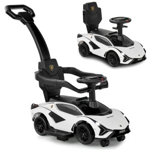 Carrinho de Passeio Infantil 3 em 1 com Alça Música USB Farol e Compartimento Sob o Assento para Crianças de 1 a 5 Anos INFANS Branco