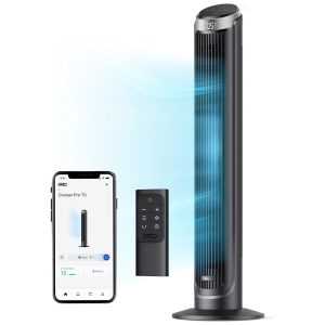 Ventilador de Torre Oscilante e Silencioso com Controle Remoto e Temporizador 110V 45W Dreo Smart Preto e Prata