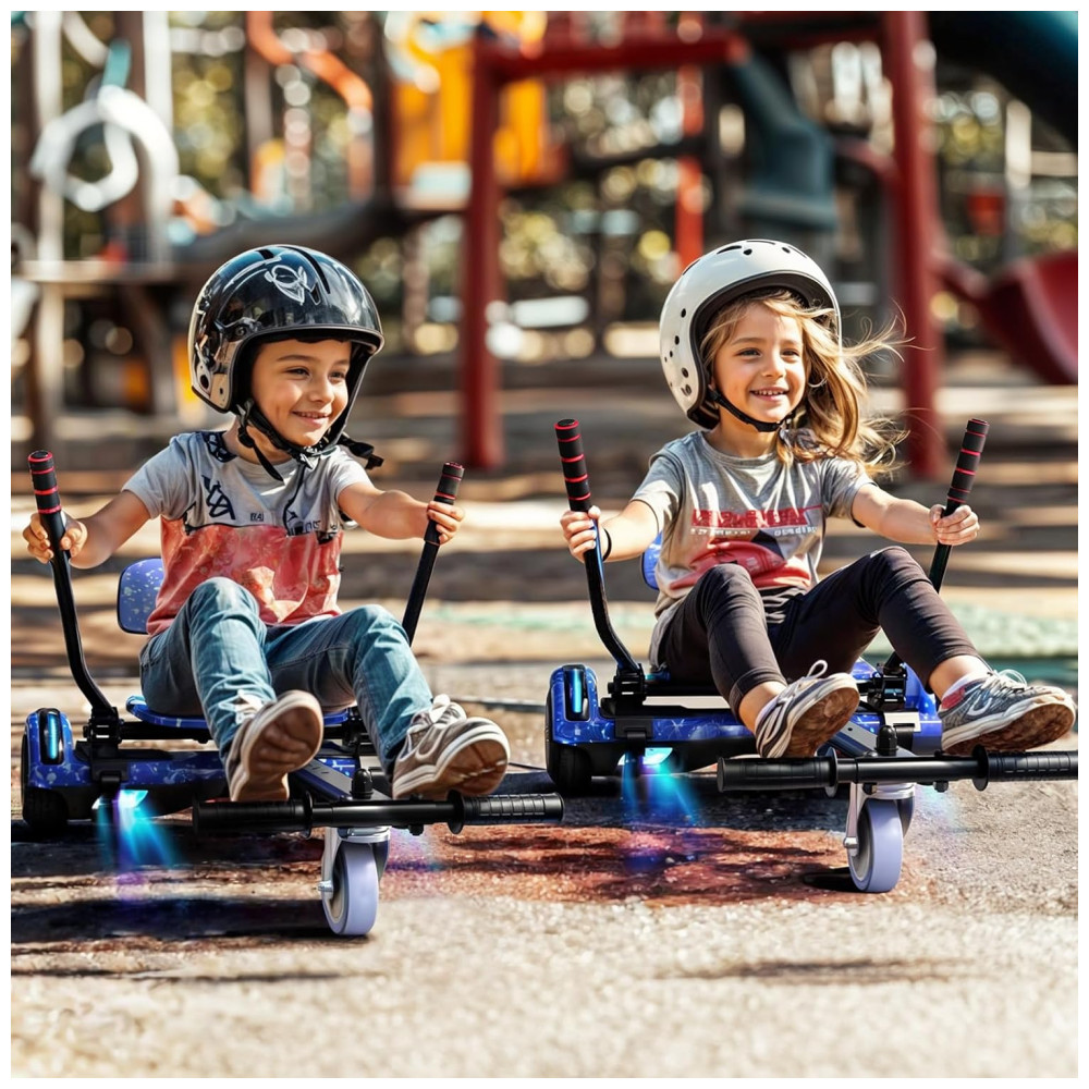 Hoverboard com Assento para Crianças e Adultos, 6,5 e 8,5 polegadas, Bluetooth com Luzes LED Coloridas - Kart Azul Estrelado - Imagem 6