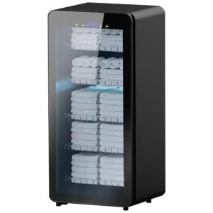 Aquecedor de Toalha Elétrico para Barbearia SPA ou Salão de Beleza com Display LED Elegante e Capacidade para 60 Toalhas de Rosto 110V LYX Preto