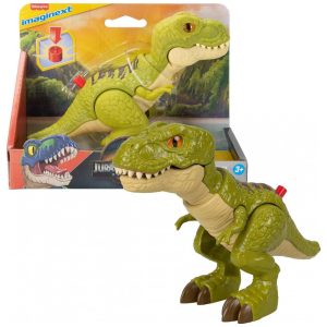 Boneco de Ação de Dinossauro Fisher-Price Imaginext Jurassic World com Movimento Ativado por Crianças Brinquedo de Dinossauro Tiranossauro Rex