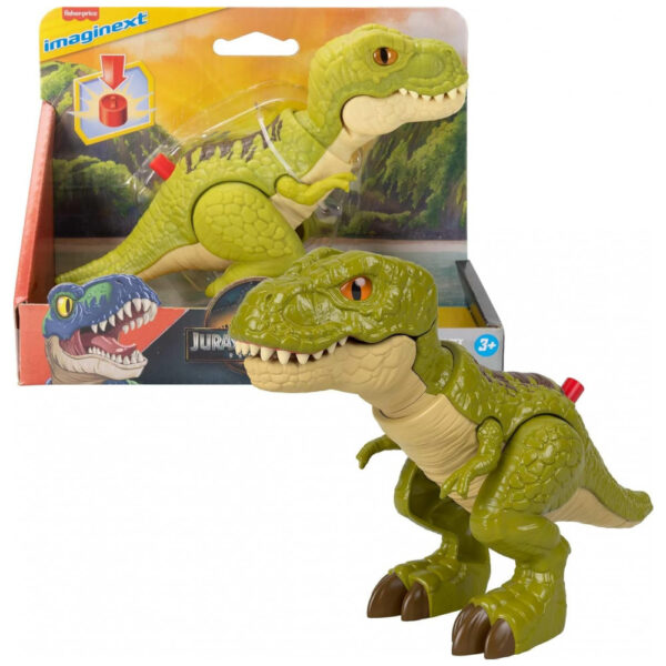 Boneco de Ação de Dinossauro Fisher-Price Imaginext Jurassic World com Movimento Ativado por Crianças, Brinquedo de Dinossauro Tiranossauro Rex