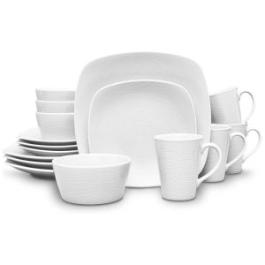 Aparelho de Jantar Elegância e Sofisticação para Sua Mesa com 16 Peças Formato Quadrado e Material de Porcelana Noritake 43813-16R Branco