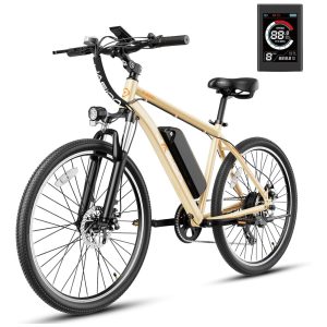 Bicicleta Elétrica Jasion RetroVolt 26" Cáqui | Motor 350W Bateria 36V 360Wh 7 Velocidades 4 Modos de Condução