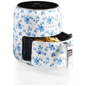 Fritadeira Elétrica Air Fryer Digital 45L Laura Ashley Branco com Estampa Floral China Rose 1500W 9 Programas 110V