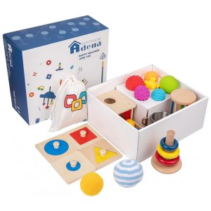 Kit de Brinquedos Montessori Sensoriais para Bebês de 6 a 12 Meses Adena Montessori
