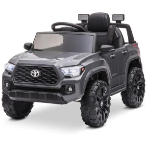 Carro Elétrico Infantil Toyota Tacoma a Bateria 12V com MP3 Luzes LED e Suspensão Kidzone Cinza