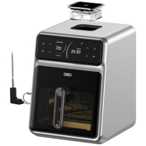 Fritadeira Elétrica Air Fryer 6L com Sonda de Cozimento e Atomizador de Água 110V 1800W Dreo ChefMaker Prata e Preta