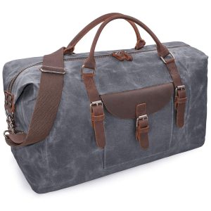 Bolsa de Viagem de Couro com Necessaire NEWHEY 2056 Cinza