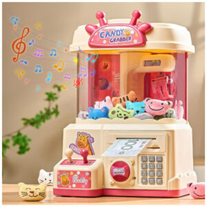 Máquina de Garra Infantil 2 em 1 Golckuod Rosa, Grande, com Luz e Som, Cofrinho e Distribuidor de Prêmios para Crianças de 3 a 14 Anos