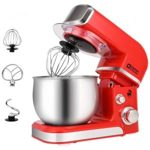 Batedeira Planetária Kitchen in the box Vermelha 6 Velocidades 3L 300W Compacta Bowl Inox Acessórios Laváveis 110V