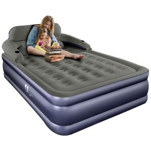 Colchão Inflável Casal Queen com Bomba Embutida e Encosto Para até 315KG AERFA Cinza